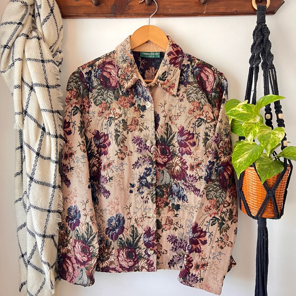 Vintage Lemon Grass Studio Cottagecore Tapestry Jacket